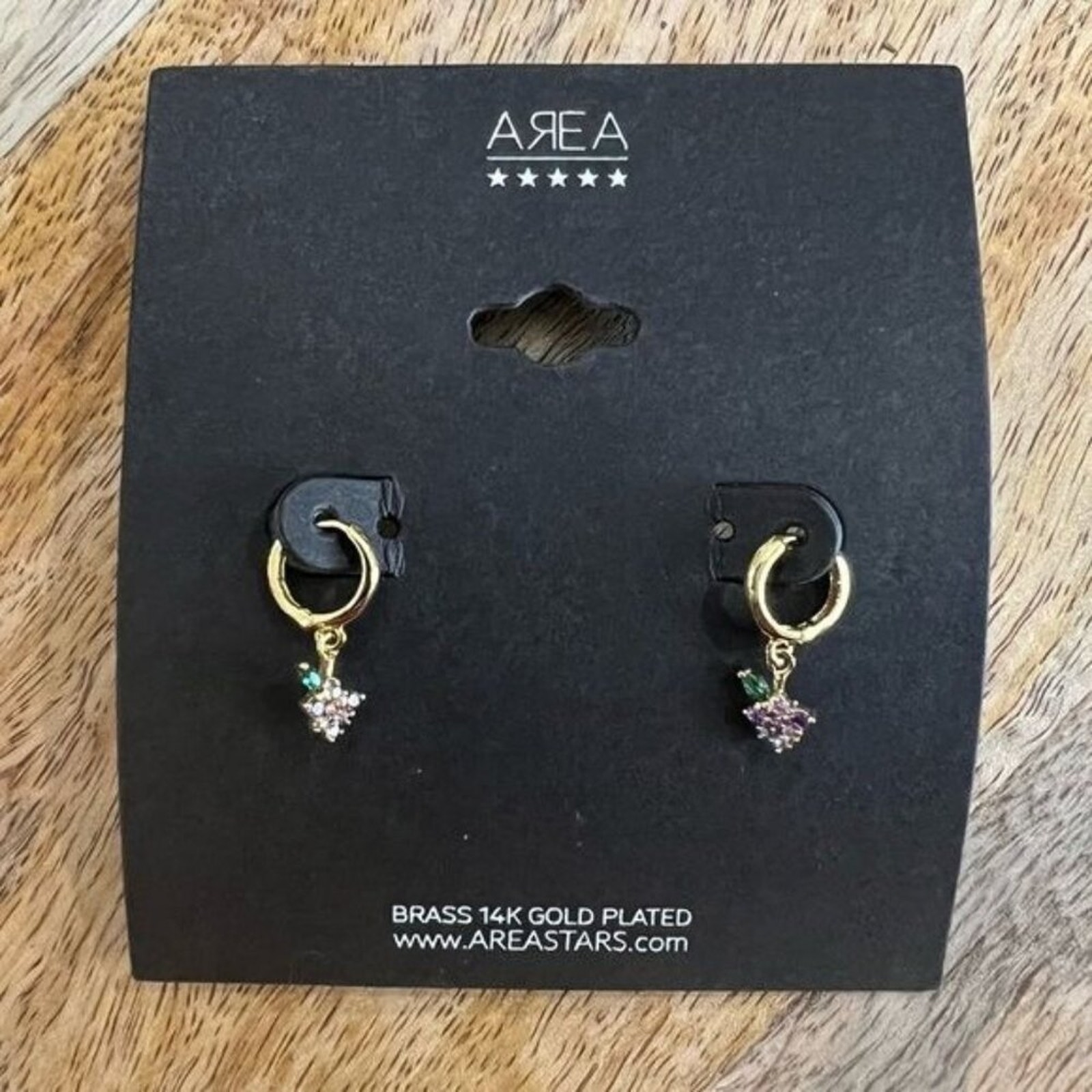 Area Brass 14k Gold Plated Grape Earrings, Nwt